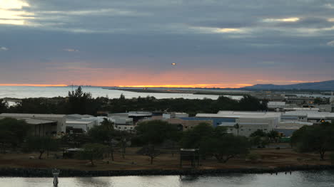 Oahu-Honolulu-Harbor-With-Airplane-Leaving